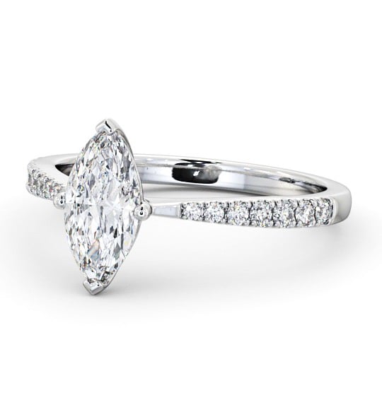  Marquise Diamond Engagement Ring Platinum Solitaire With Side Stones - Colmar ENMA15S_WG_THUMB2 
