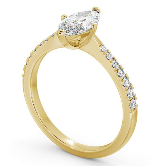  Marquise Diamond Engagement Ring 18K Yellow Gold Solitaire With Side Stones - Colmar ENMA15S_YG_THUMB1 