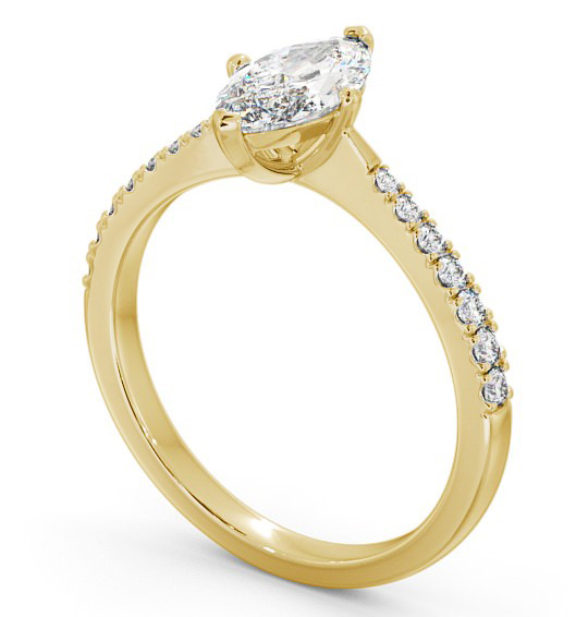 Marquise Diamond Tapered Band Engagement Ring 9K Yellow Gold Solitaire with Channel Set Side Stones ENMA15S_YG_THUMB1