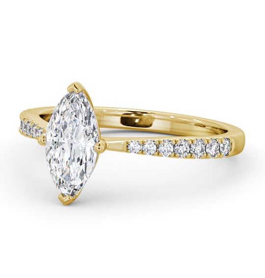 Marquise Diamond Tapered Band Engagement Ring 18K Yellow Gold Solitaire with Channel Set Side Stones ENMA15S_YG_THUMB2 