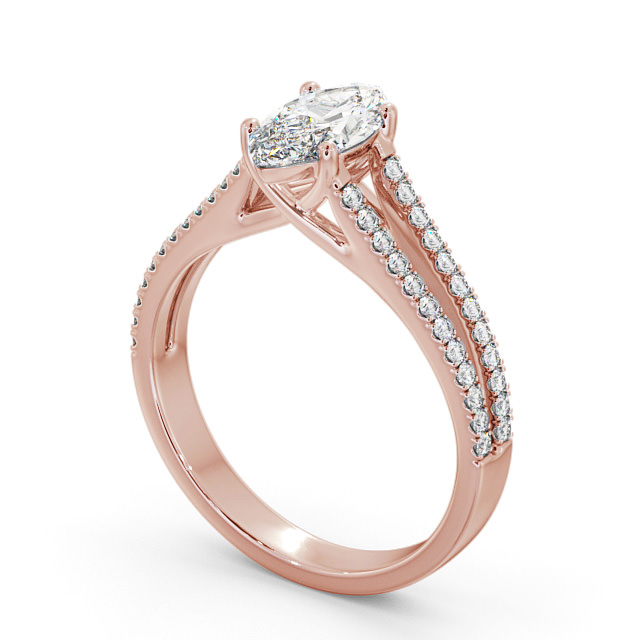 Marquise Diamond Engagement Ring 9K Rose Gold Solitaire With Side Stones - Letzia ENMA17_RG_SIDE