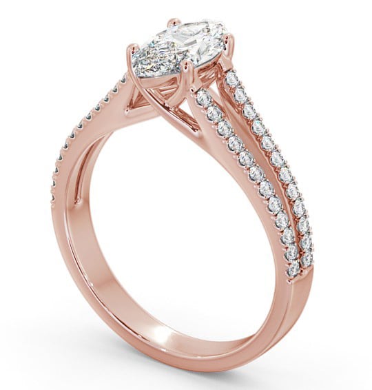 Marquise Diamond Split Band Engagement Ring 18K Rose Gold Solitaire with Channel Set Side Stones ENMA17_RG_THUMB1 