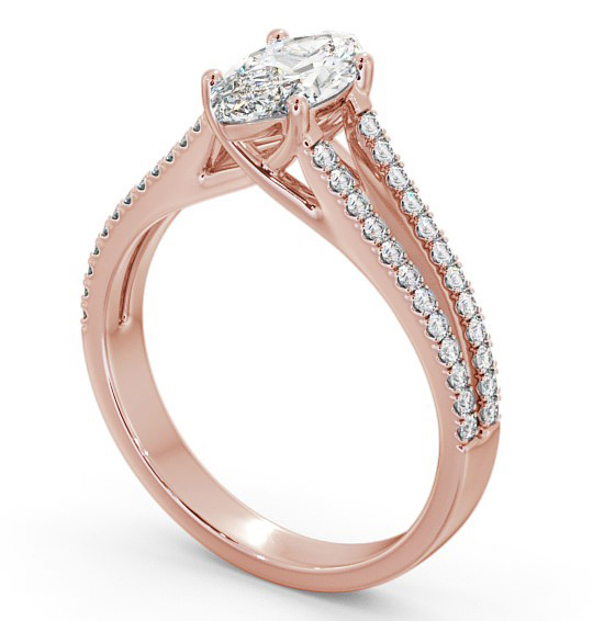 Marquise Diamond Split Band Engagement Ring 9K Rose Gold Solitaire with Channel Set Side Stones ENMA17_RG_THUMB1