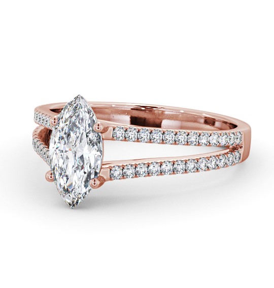 Marquise Diamond Split Band Engagement Ring 18K Rose Gold Solitaire with Channel Set Side Stones ENMA17_RG_THUMB2 