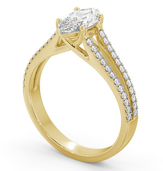 Marquise Diamond Split Band Engagement Ring 18K Yellow Gold Solitaire with Channel Set Side Stones ENMA17_YG_THUMB1