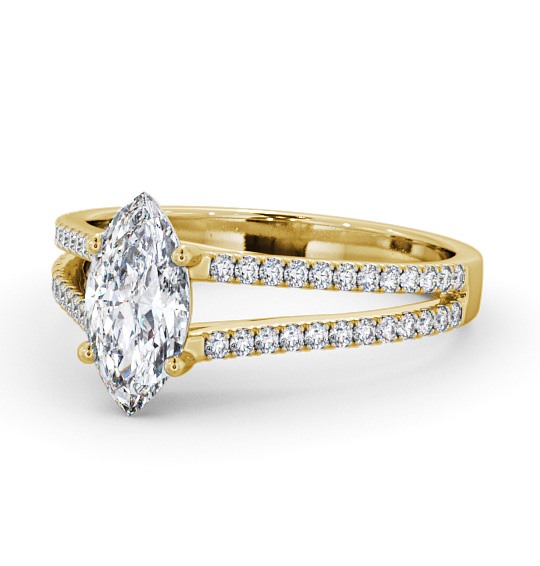 Marquise Diamond Split Band Engagement Ring 18K Yellow Gold Solitaire with Channel Set Side Stones ENMA17_YG_THUMB2 