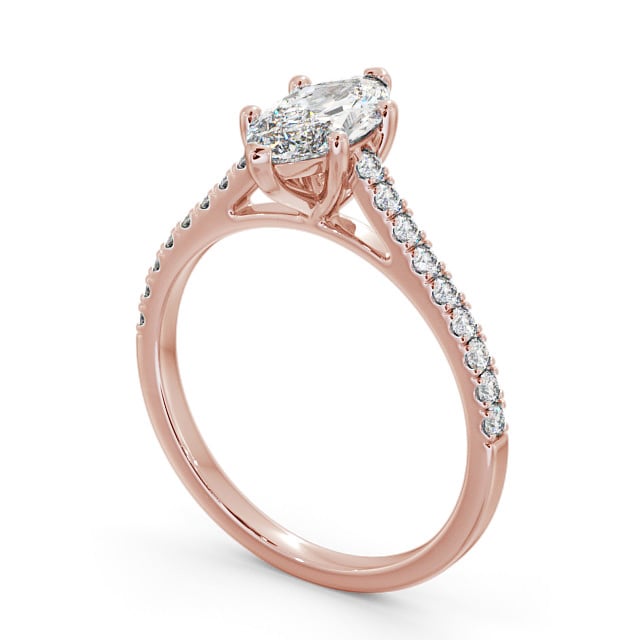 Marquise Diamond Engagement Ring 18K Rose Gold Solitaire With Side Stones - Elson ENMA18_RG_SIDE