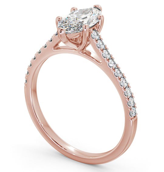  Marquise Diamond Engagement Ring 9K Rose Gold Solitaire With Side Stones - Elson ENMA18_RG_THUMB1 