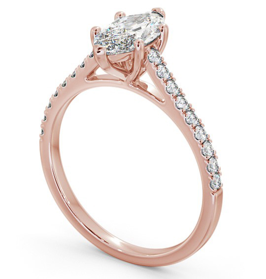 Marquise Diamond 6 Prong Engagement Ring 18K Rose Gold Solitaire with Channel Set Side Stones ENMA18_RG_THUMB1