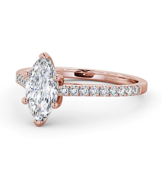 Marquise Diamond Engagement Ring 9K Rose Gold Solitaire With Side Stones - Elson ENMA18_RG_THUMB2 