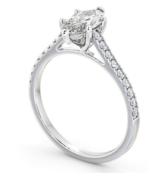  Marquise Diamond Engagement Ring 9K White Gold Solitaire With Side Stones - Elson ENMA18_WG_THUMB1 