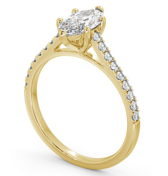 Marquise Diamond 6 Prong Engagement Ring 18K Yellow Gold Solitaire with Channel Set Side Stones ENMA18_YG_THUMB1