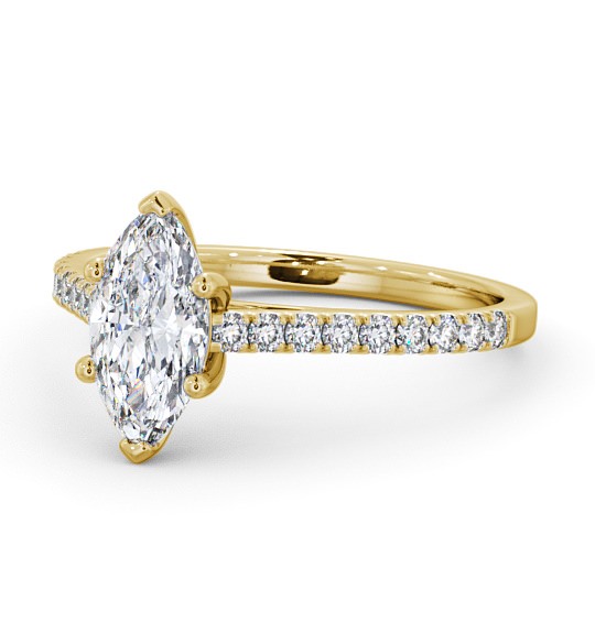 Marquise Diamond 6 Prong Engagement Ring 18K Yellow Gold Solitaire with Channel Set Side Stones ENMA18_YG_THUMB2 