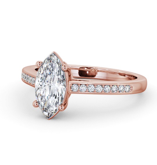  Marquise Diamond Engagement Ring 9K Rose Gold Solitaire With Side Stones - Sardise ENMA21S_RG_THUMB2 