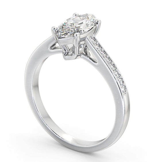  Marquise Diamond Engagement Ring 9K White Gold Solitaire With Side Stones - Sardise ENMA21S_WG_THUMB1 