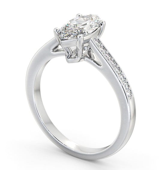 Marquise Diamond 4 Prong Engagement Ring 9K White Gold Solitaire with Channel Set Side Stones ENMA21S_WG_THUMB1