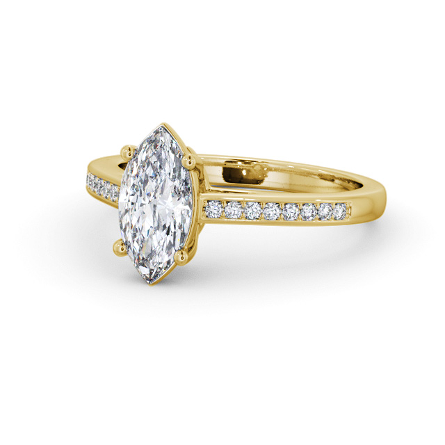 Marquise Diamond Engagement Ring 18K Yellow Gold Solitaire With Side Stones - Sardise ENMA21S_YG_FLAT