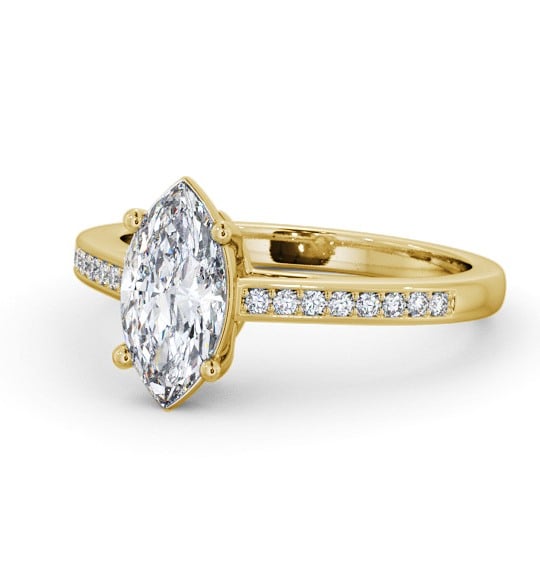 Marquise Diamond 4 Prong Engagement Ring 18K Yellow Gold Solitaire with Channel Set Side Stones ENMA21S_YG_THUMB2 