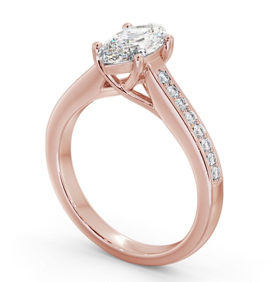 Marquise Diamond Trellis Design Engagement Ring 18K Rose Gold Solitaire with Channel Set Side Stones ENMA22S_RG_THUMB1