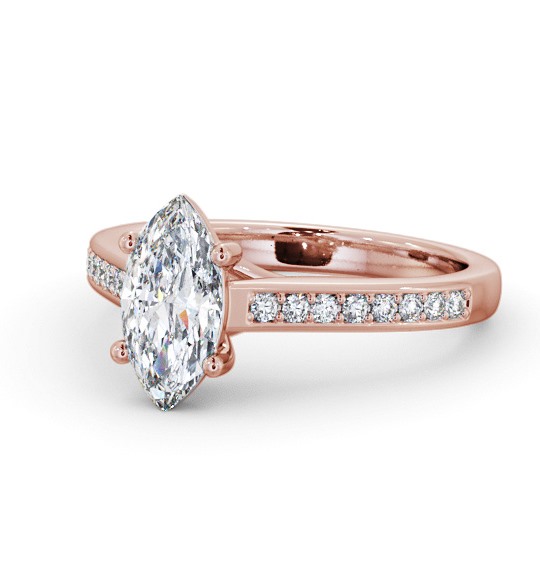 Marquise Diamond Trellis Design Engagement Ring 18K Rose Gold Solitaire with Channel Set Side Stones ENMA22S_RG_THUMB2 