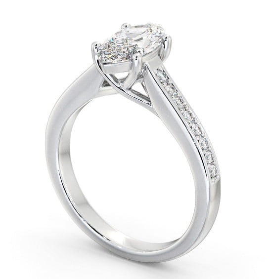 Marquise Diamond Trellis Design Engagement Ring 9K White Gold Solitaire with Channel Set Side Stones ENMA22S_WG_THUMB1 
