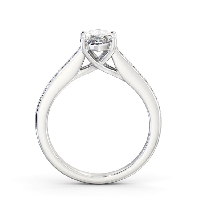 Marquise Diamond Engagement Ring 9K White Gold Solitaire With Side Stones - Yolande ENMA22S_WG_UP