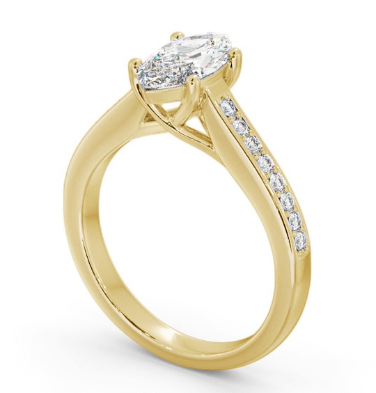 Marquise Diamond Trellis Design Engagement Ring 9K Yellow Gold Solitaire with Channel Set Side Stones ENMA22S_YG_THUMB1