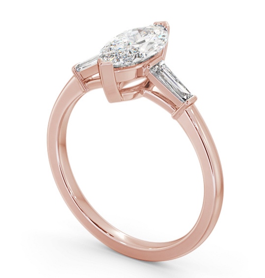 Marquise Diamond Engagement Ring 18K Rose Gold Solitaire with Tapered Baguette Side Stones ENMA23S_RG_THUMB1 
