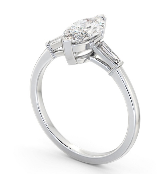 Marquise Diamond Engagement Ring Platinum Solitaire with Tapered Baguette Side Stones ENMA23S_WG_THUMB1