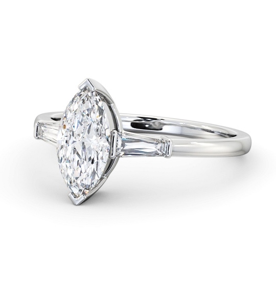 Marquise Diamond Engagement Ring Palladium Solitaire with Tapered Baguette Side Stones ENMA23S_WG_THUMB2 