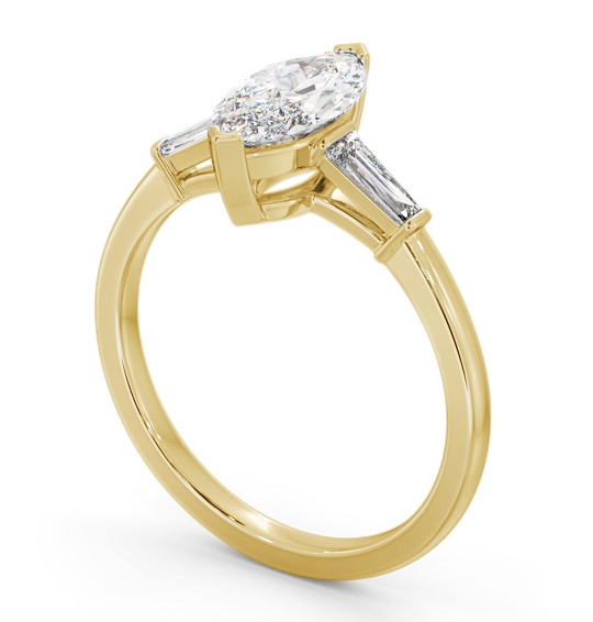 Marquise Diamond Engagement Ring 18K Yellow Gold Solitaire with Tapered Baguette Side Stones ENMA23S_YG_THUMB1