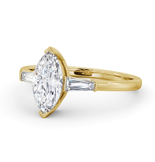 Marquise Diamond Engagement Ring 18K Yellow Gold Solitaire with Tapered Baguette Side Stones ENMA23S_YG_THUMB2 