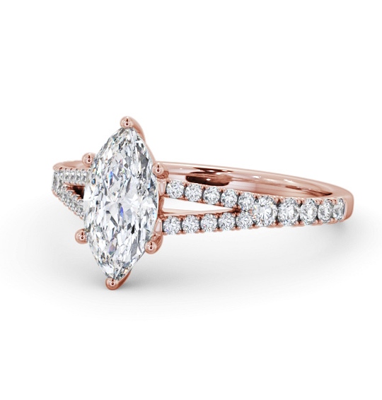Marquise Diamond Split Band Engagement Ring 18K Rose Gold Solitaire with Channel Set Side Stones ENMA24S_RG_THUMB2 
