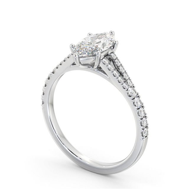 Marquise Diamond Engagement Ring 18K White Gold Solitaire With Side Stones - Amara ENMA24S_WG_SIDE