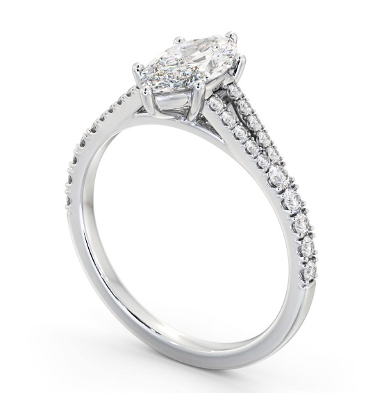  Marquise Diamond Engagement Ring 18K White Gold Solitaire With Side Stones - Amara ENMA24S_WG_THUMB1 