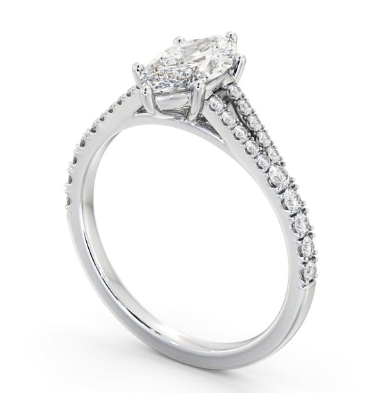 Marquise Diamond Split Band Engagement Ring Platinum Solitaire with Channel Set Side Stones ENMA24S_WG_THUMB1