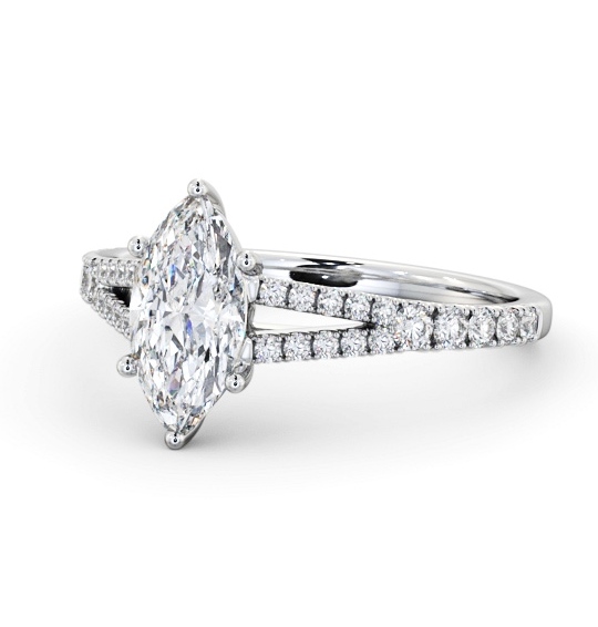 Marquise Diamond Split Band Engagement Ring Platinum Solitaire with Channel Set Side Stones ENMA24S_WG_THUMB2 