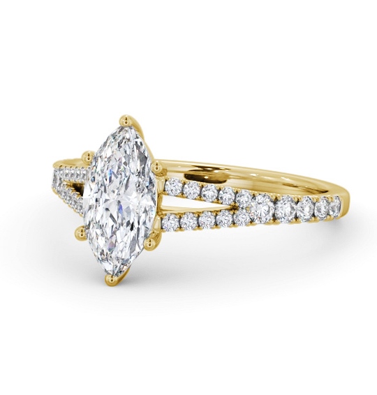 Marquise Diamond Split Band Engagement Ring 18K Yellow Gold Solitaire with Channel Set Side Stones ENMA24S_YG_THUMB2 