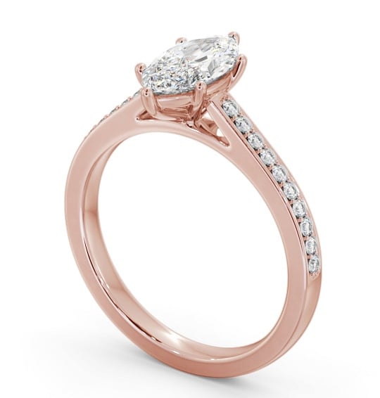  Marquise Diamond Engagement Ring 18K Rose Gold Solitaire With Side Stones - Dromara ENMA25S_RG_THUMB1 