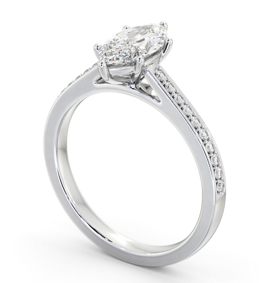 Marquise Diamond 6 Prong Engagement Ring 18K White Gold Solitaire with Channel Set Side Stones ENMA25S_WG_THUMB1 