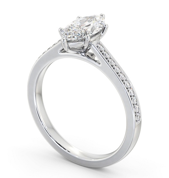 Marquise Diamond 6 Prong Engagement Ring 9K White Gold Solitaire with Channel Set Side Stones ENMA25S_WG_THUMB1