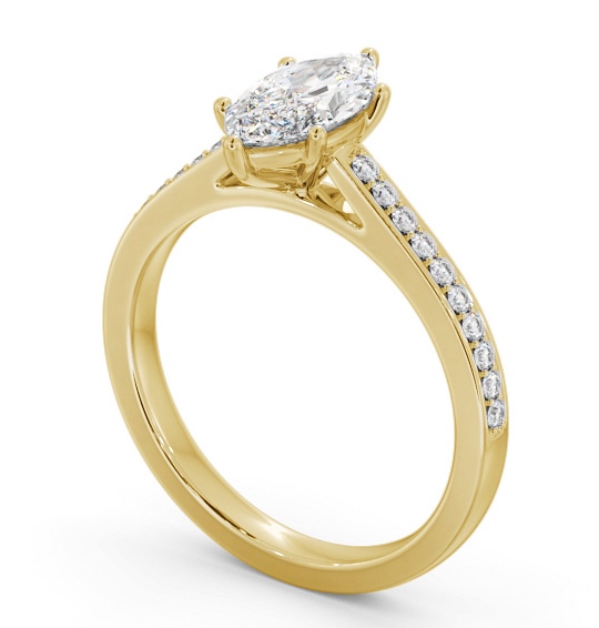 Marquise Diamond 6 Prong Engagement Ring 9K Yellow Gold Solitaire with Channel Set Side Stones ENMA25S_YG_THUMB1