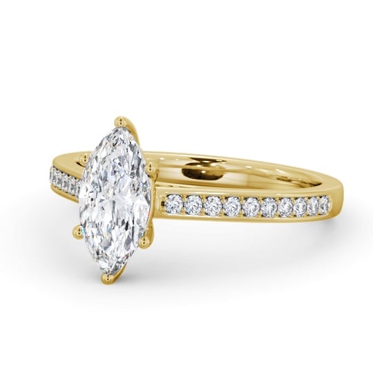 Marquise Diamond Engagement Ring 18K Yellow Gold Solitaire With Side Stones - Dromara ENMA25S_YG_THUMB2 