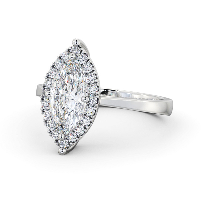 Halo Marquise Diamond Engagement Ring 18K White Gold - Wirdsley ENMA26_WG_FLAT