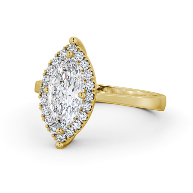 Halo Marquise Diamond Engagement Ring 18K Yellow Gold - Wirdsley ENMA26_YG_FLAT