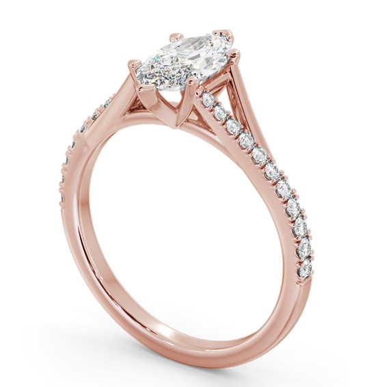 Marquise Diamond Engagement Ring 9K Rose Gold Solitaire with Offset Side Stones ENMA26S_RG_THUMB1