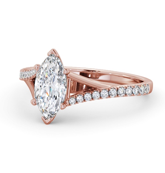 Marquise Diamond Engagement Ring 18K Rose Gold Solitaire with Offset Side Stones ENMA26S_RG_THUMB2 
