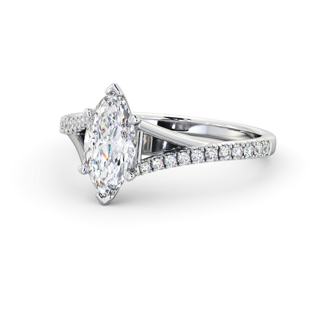 Marquise Diamond Engagement Ring 9K White Gold Solitaire With Side Stones - Apelton ENMA26S_WG_FLAT