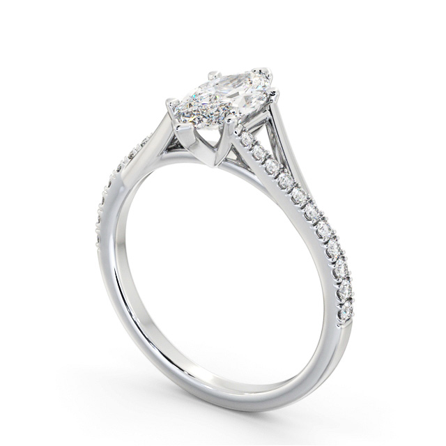 Marquise Diamond Engagement Ring 9K White Gold Solitaire With Side Stones - Apelton ENMA26S_WG_SIDE