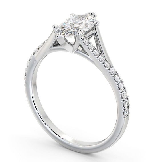  Marquise Diamond Engagement Ring 18K White Gold Solitaire With Side Stones - Apelton ENMA26S_WG_THUMB1 